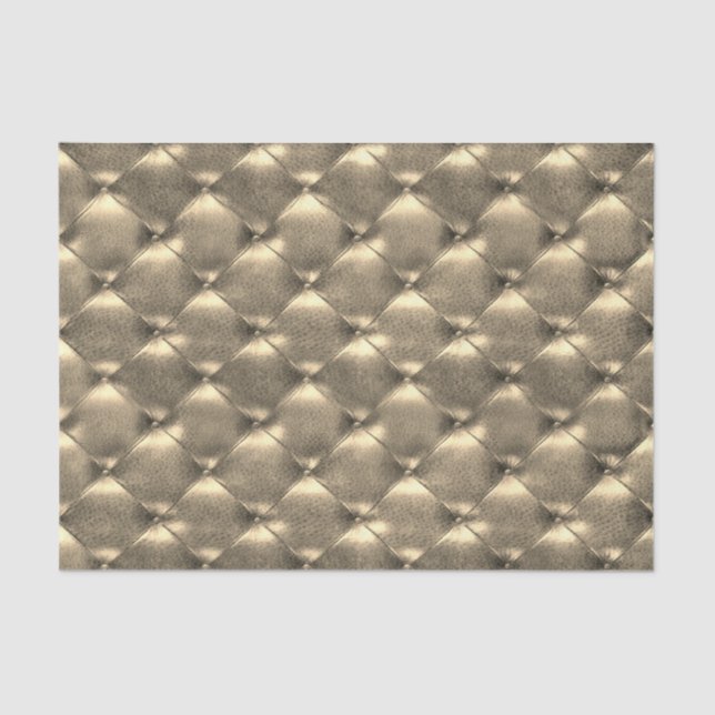 Sepia Gold Luxury Metallic Tufted Leather Tissue Paper (Front)
