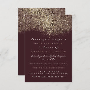 Sepia Gold Sparkly Glitter Burgundy Invitation