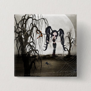 Sepia Goth Girl 15 Cm Square Badge