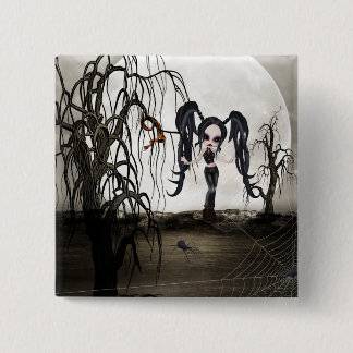 Sepia Goth Girl 15 Cm Square Badge