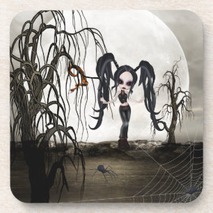 Sepia Goth Girl Coaster