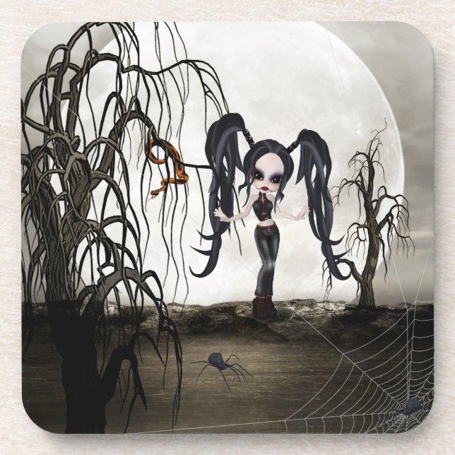 Sepia Goth Girl Coaster (Front)