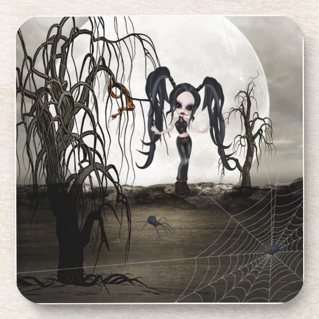 Sepia Goth Girl Coaster (Front)