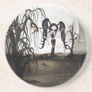Sepia Goth Girl Coaster