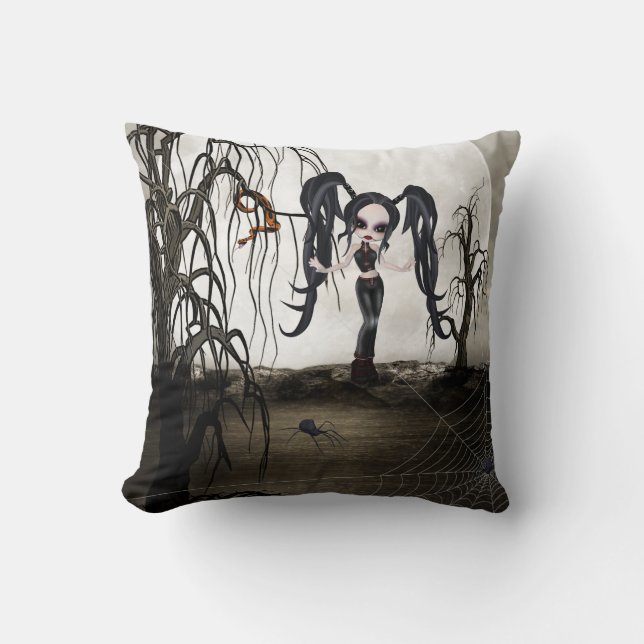 Sepia Goth Girl Cushion (Front)