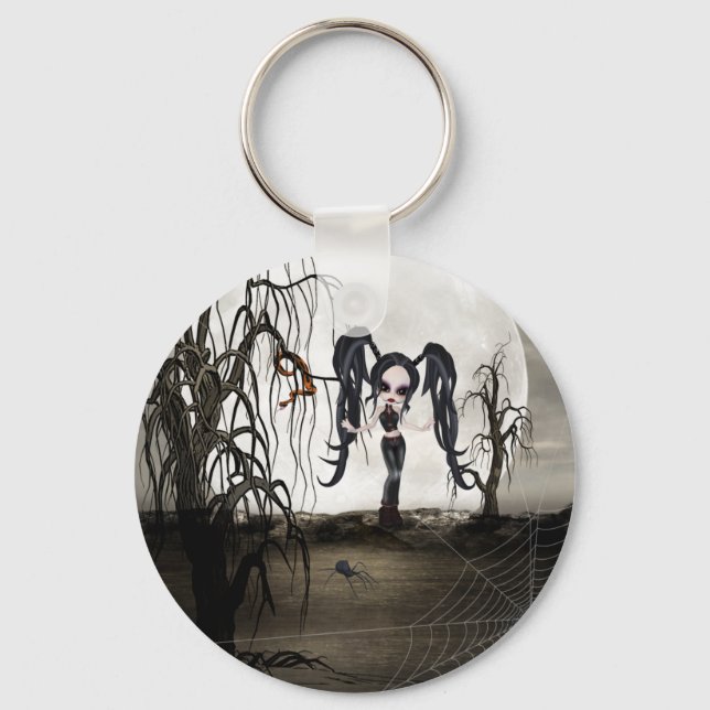Sepia Goth Girl Key Ring (Front)