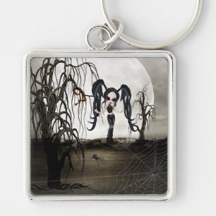 Sepia Goth Girl Key Ring