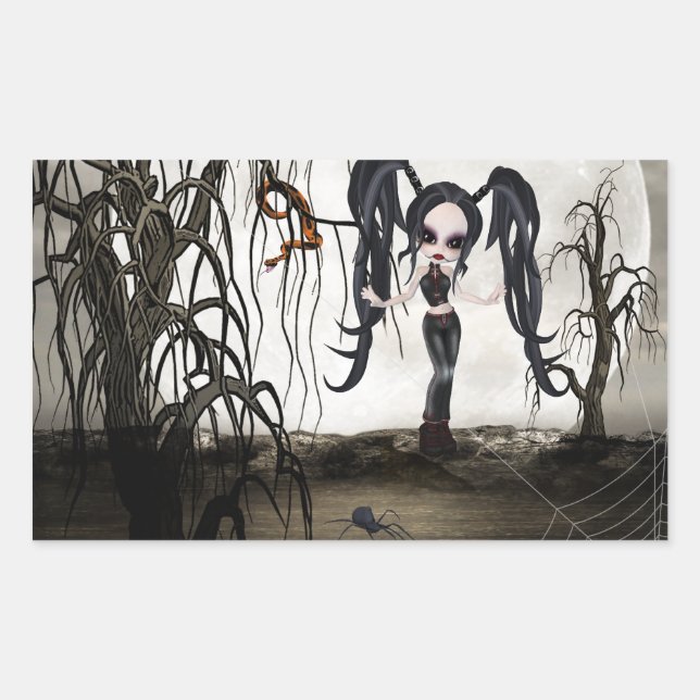 Sepia Goth Girl Rectangular Sticker (Front)