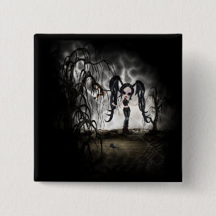 Sepia Goth Girl Vignette 15 Cm Square Badge