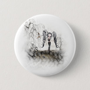 Sepia Goth Girl Vignette 6 Cm Round Badge