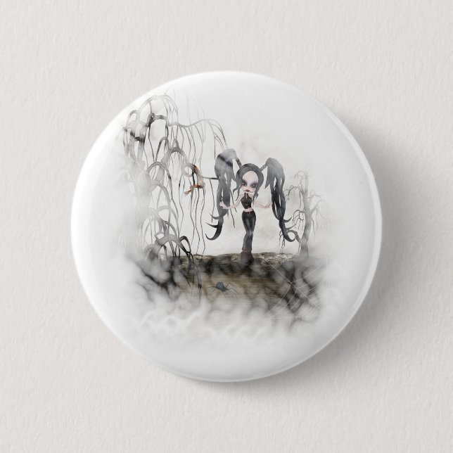 Sepia Goth Girl Vignette 6 Cm Round Badge (Front)