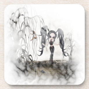 Sepia Goth Girl Vignette Coaster