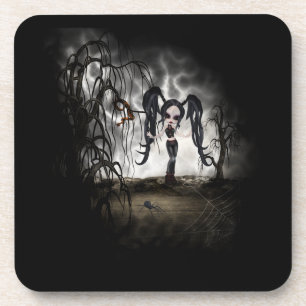 Sepia Goth Girl Vignette Coaster