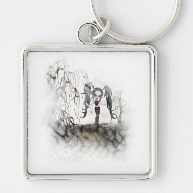 Sepia Goth Girl Vignette Key Ring (Front)
