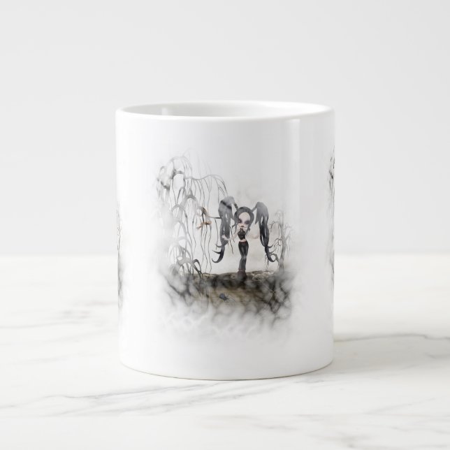 Sepia Goth Girl Vignette Large Coffee Mug (Front)