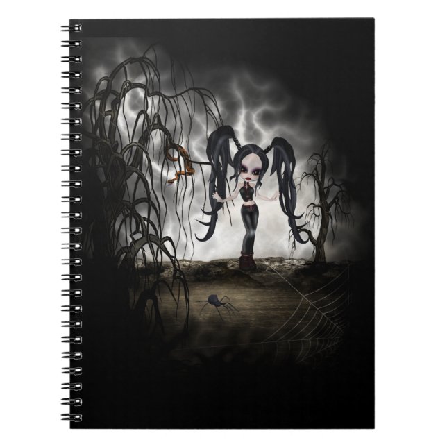 Sepia Goth Girl Vignette Notebook (Front)