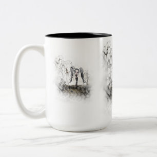 Sepia Goth Girl Vignette Two-Tone Coffee Mug