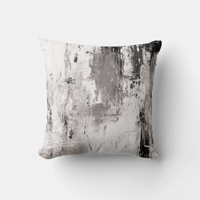 Sepia Grey Black & White Abstract Decor Pillow (Front)