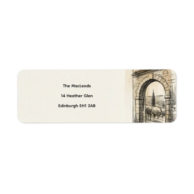 Sepia Highland Arch Return Address Label (Front)