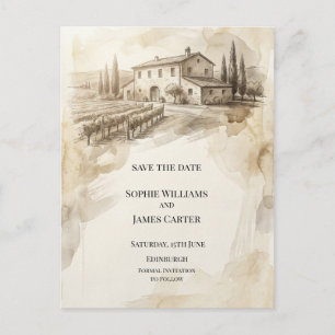 Sepia Highland Estate Save The Date Postcard