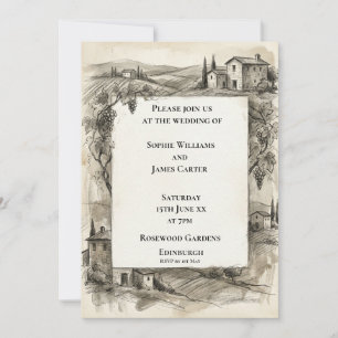 Sepia Highland Landscape Wedding Invitation