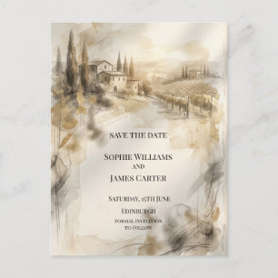 Sepia Highland Manor Save The Date Postcard