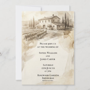 Sepia Highland Manor Wedding Invitation