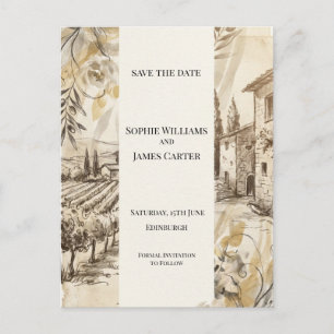 Sepia Highland Venue Save The Date Postcard