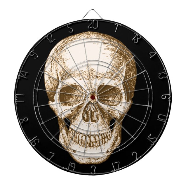 Sepia Human skull face Dartboard (Front)