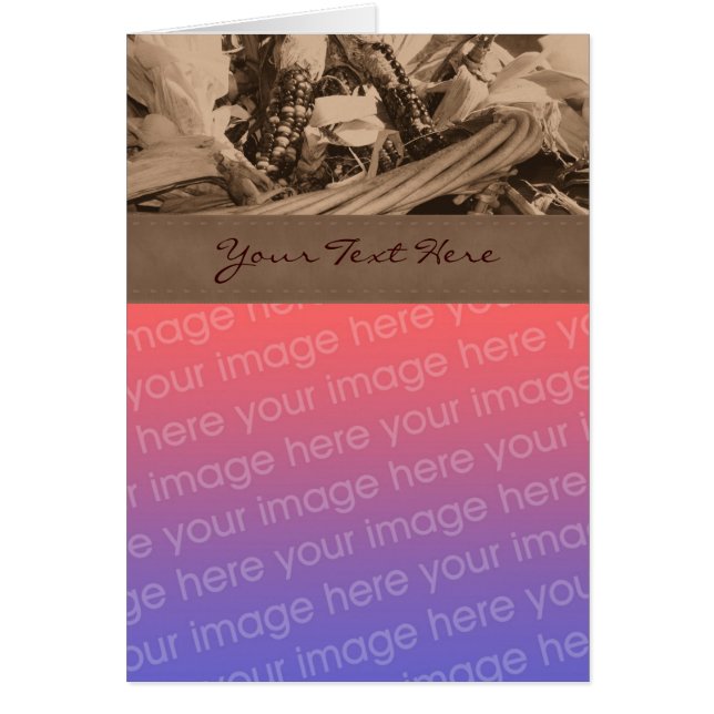 Sepia Indian Corn Autumn Photo Card (Front)