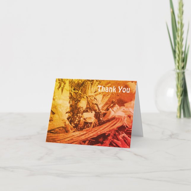 Sepia Indian Corn Autumn Thank You Card (Front)