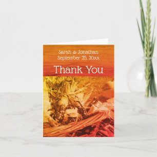 Sepia Indian Corn Autumn Wedding Thank You Card