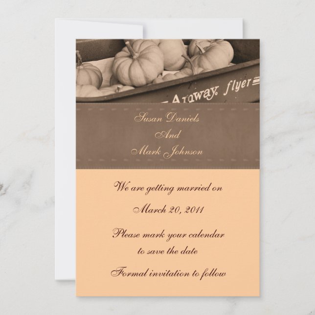 Sepia Indian Corn Fall Wedding Save The Date (Front)