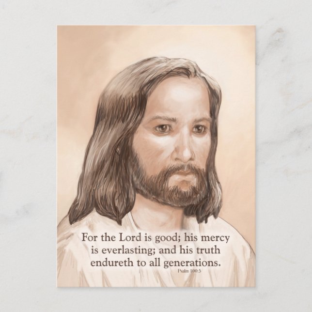 Sepia Jesus Art Bible Quote - Psalm 100:5 Postcard (Front)