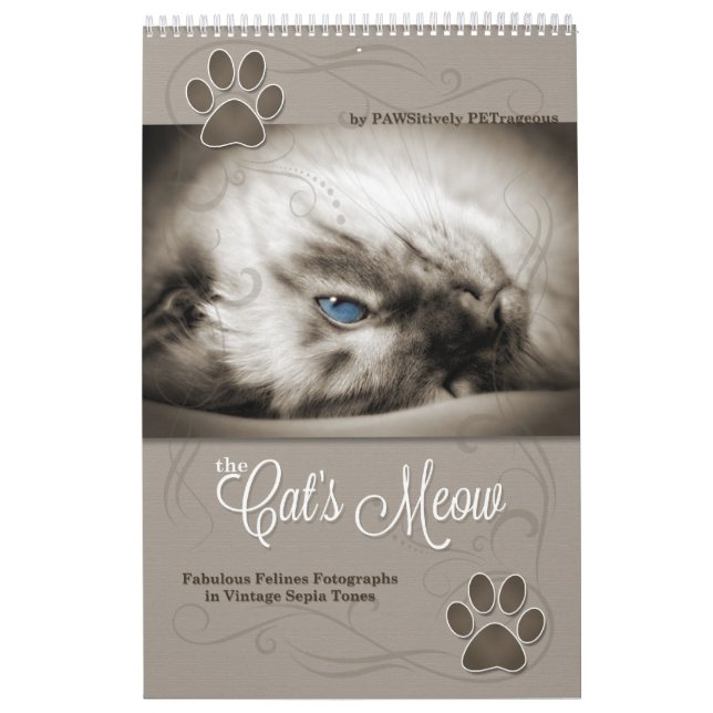 Sepia Kitty Cats for Pet Lover 12 Month Calendar (Cover)