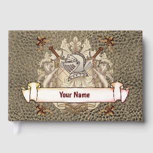 Sepia knight Shield surname Guest Book