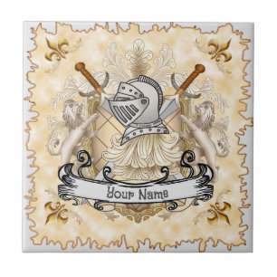 Sepia knight Shield surname Tile