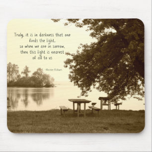 Sepia Lake Scene and Quote Mouse Mat