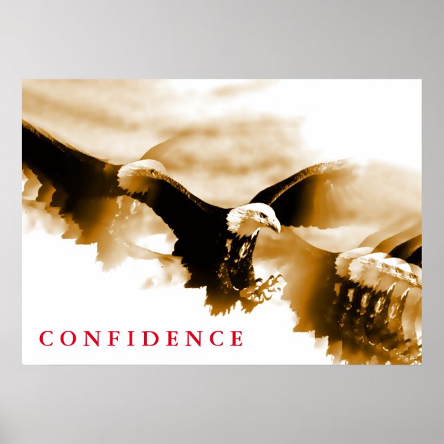 Sepia Landing Eagle Motivational Confidence Poster (Front)