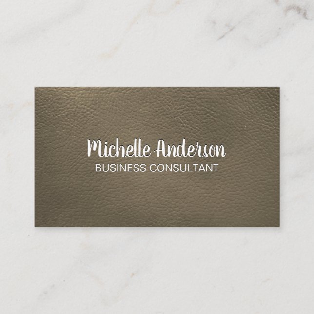 Sepia Leather | Emboss Lettering Business Card (Front)