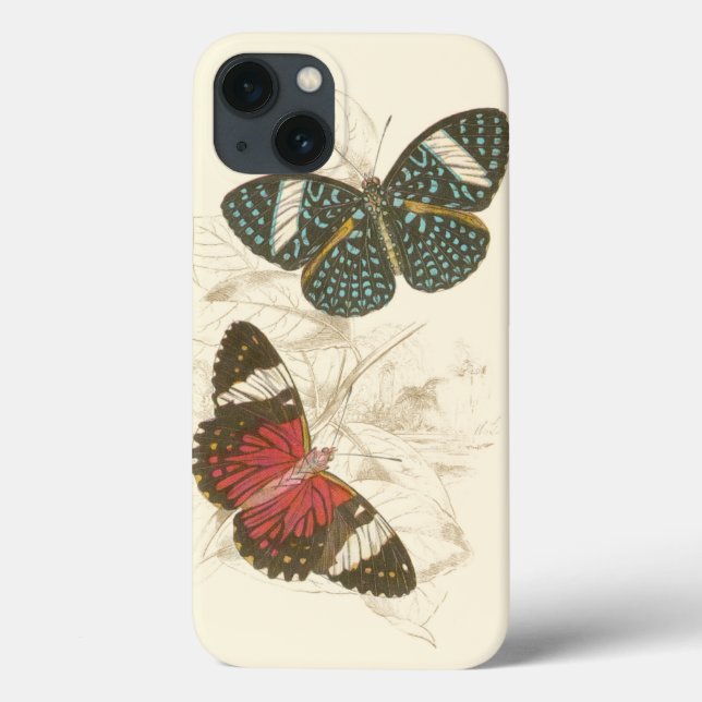 Sepia Leaves with Colourful Butterflies Case-Mate iPhone Case (Back)