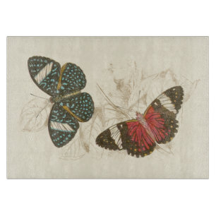Sepia Leaves with Colourful Butterflies Cutting Board
