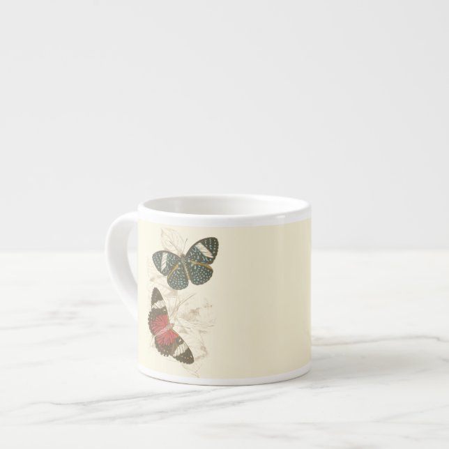 Sepia Leaves with Colourful Butterflies Espresso Cup (Front Left)