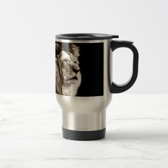 Sepia Lion Travel Mug (Right)