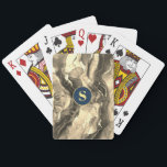 Sepia Liquid Ink Tones, Monogram Playing Cards<br><div class="desc">A trendy Sepia Liquid Ink design with personalised circle Monogram. Click “Customise” to change colours.</div>