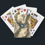 Sepia Liquid Ink Tones, Monogram Playing Cards<br><div class="desc">A trendy Sepia Liquid Ink design with personalised circle Monogram. Click “Customise” to change colours.</div>
