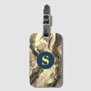 Sepia Liquid Ink Tones, Monogram Playing Luggage T Luggage Tag