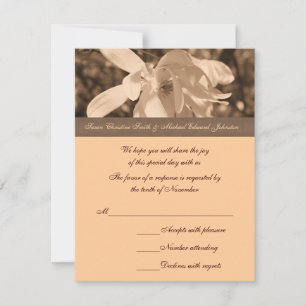 Sepia Magnolia Flower Wedding Response RSVP Card