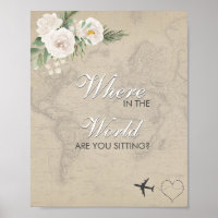 Sepia Map Bridal Shower Seating Sign