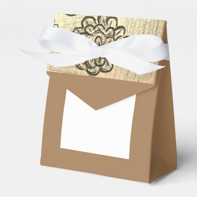 Sepia Marigolds Favour Box (Front Side)